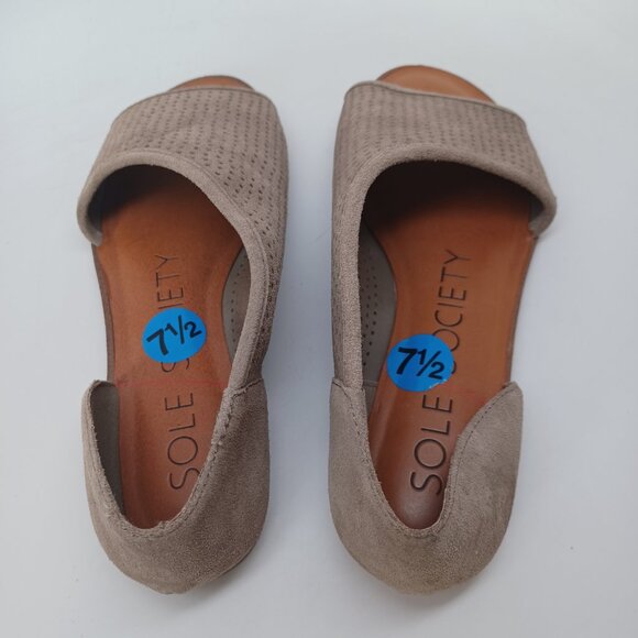 Sole Society Flats Colvan Perforated Suede D'Orsay Style Slip On Womens 7.5 NEW - Picture 11 of 13
